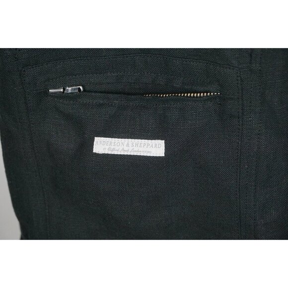 Anderson & Sheppard Savile Row Black Cotton Button Up Mens French Jacket Sz XL - Picture 8 of 10